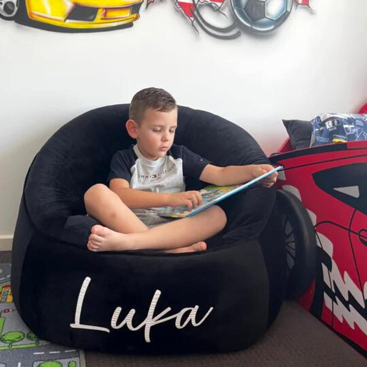 Bean bag chairs with names on them sale