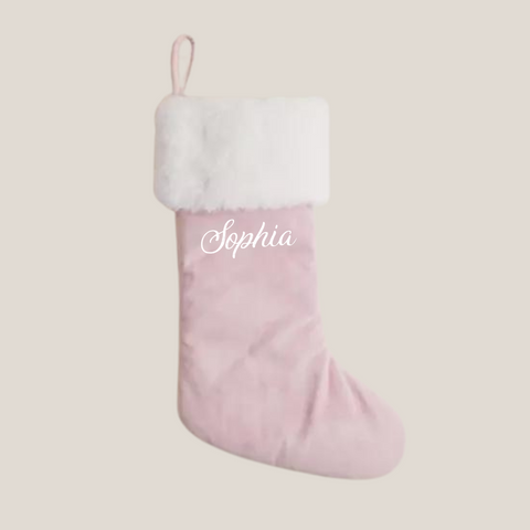 Luxe Soft Pink Stocking - Faux Fur White Trim