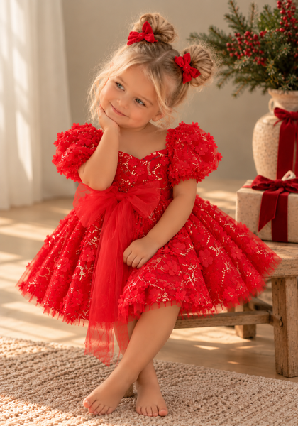 Petal and Sparkle Dress - Red