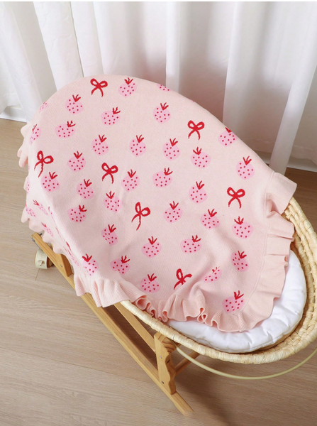 Strawberry & Bows Baby Blanket