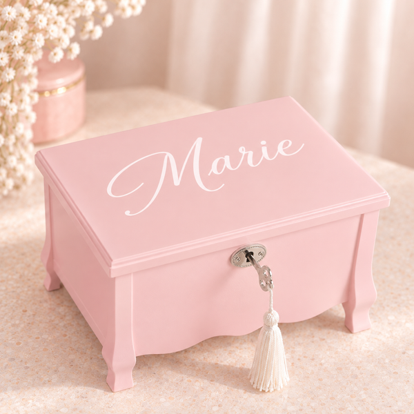 Personalised Pink Vintage Jewellery Box