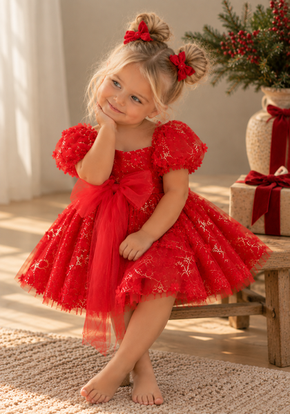 Petal and Sparkle Dress - Red