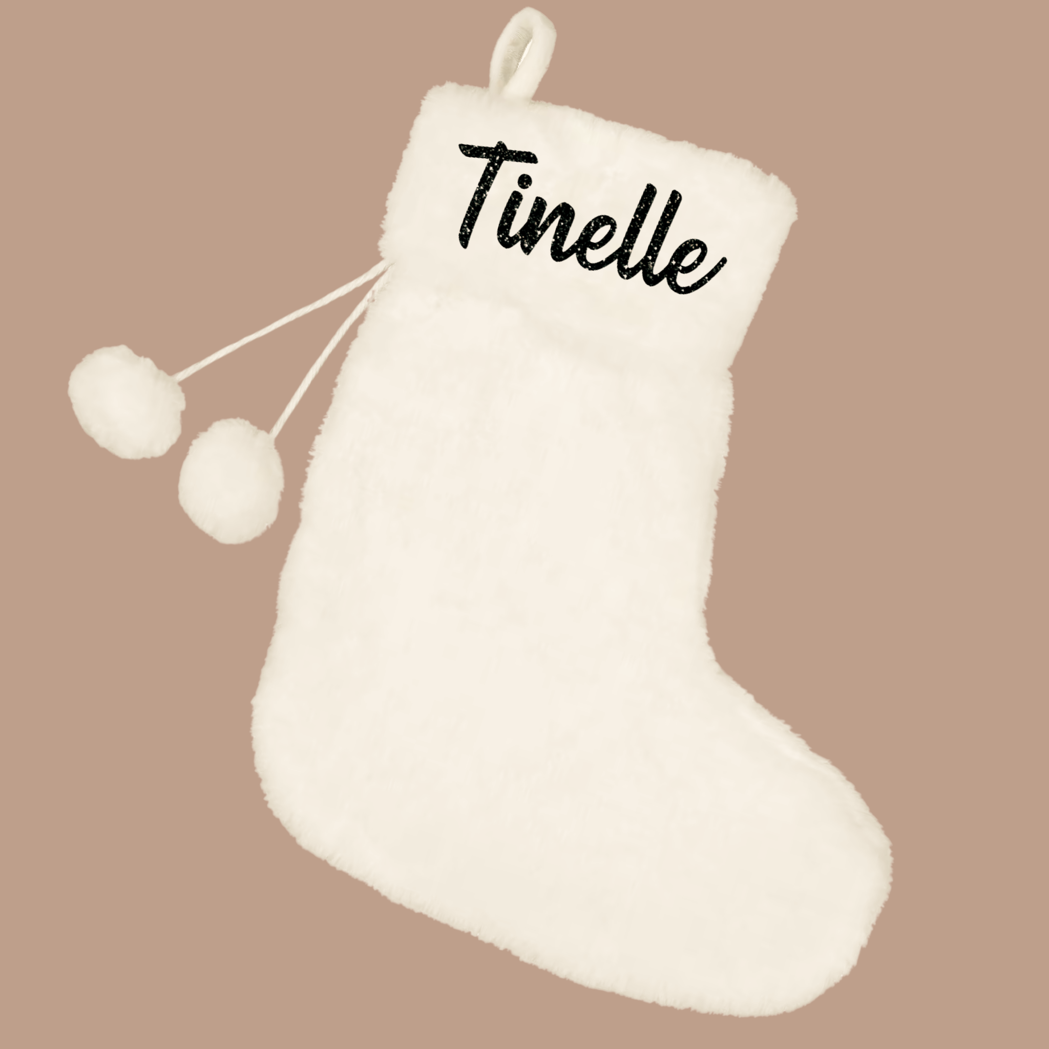 Cream Plush Christmas Stocking