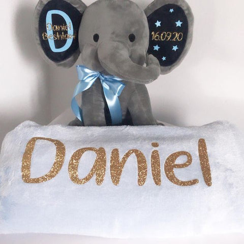 Elephant & Blanket Set - BLUE