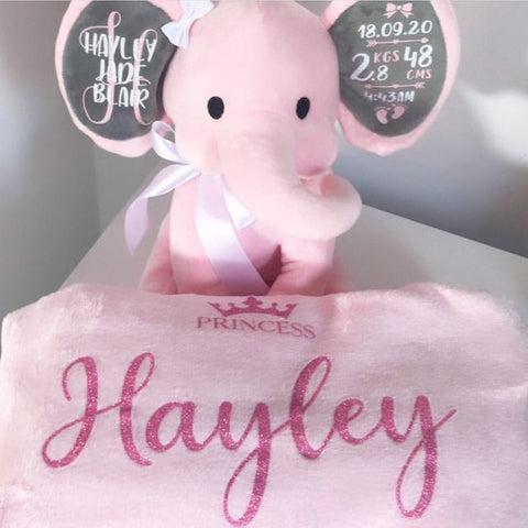 Elephant & Blanket Set - PINK